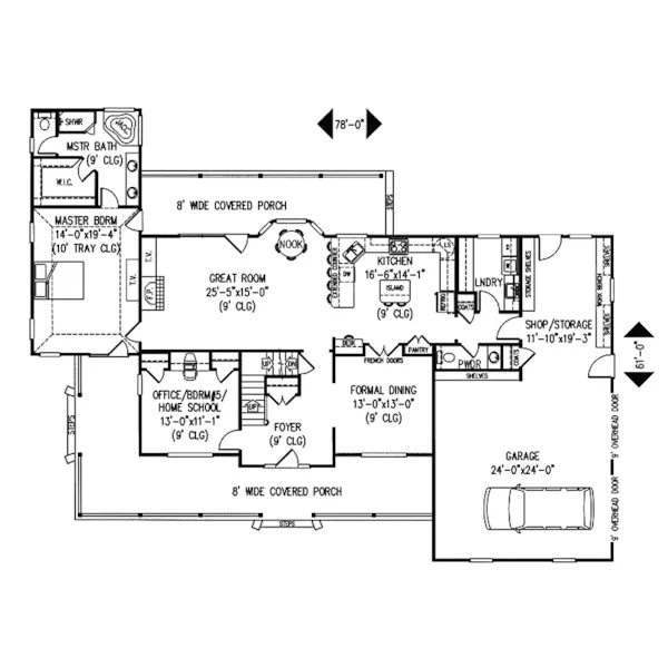 Farmhouse Plan First Floor - Dardenne Ridge Country Home 067D-0022 - Search House Plans and More