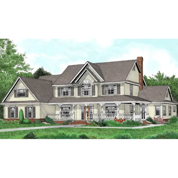 Luxury Two-Story Country Farmhouse Design