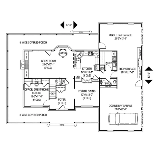 Traditional House Plan First Floor - New Farm Country Home 067D-0024 - Shop House Plans and More