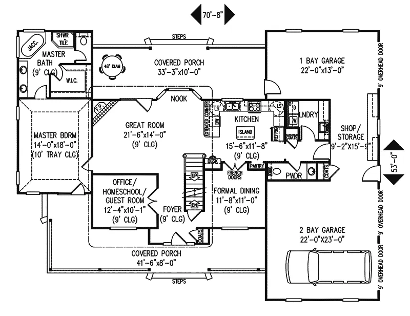 Country House Plan First Floor - Cassilly Country Farmhouse 067D-0026 - Search House Plans and More