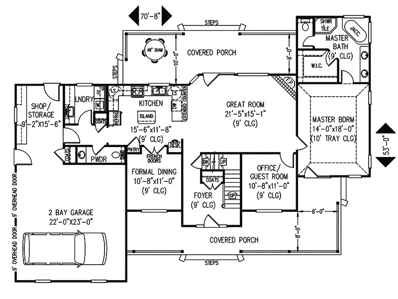 Country House Plan First Floor - Hoboken Country Farmhouse 067D-0027 - Search House Plans and More