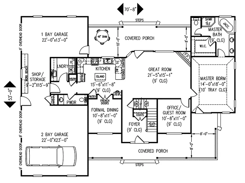 Farmhouse Plan First Floor - Dahlia Farm Country Home 067D-0028 - Search House Plans and More
