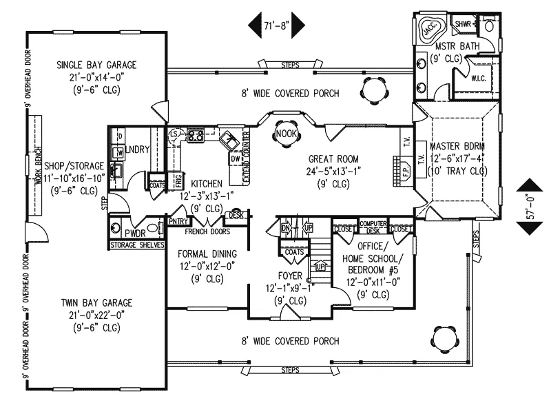 Country House Plan First Floor - Calwood Country Home 067D-0029 - Search House Plans and More