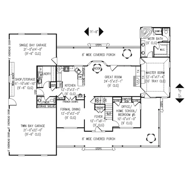 Farmhouse Plan First Floor - Calwood Country Home 067D-0029 - Search House Plans and More