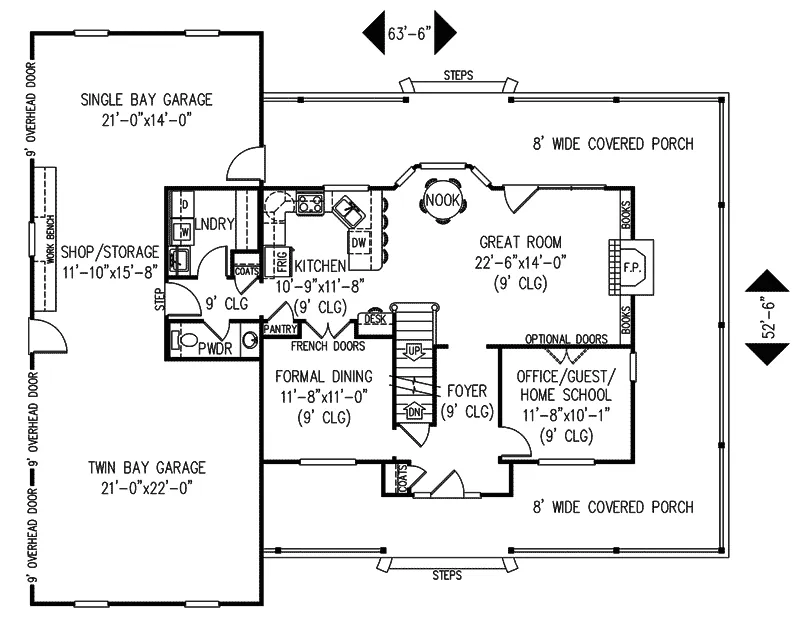 Country House Plan First Floor - Newport Landing Farmhouse 067D-0030 - Shop House Plans and More