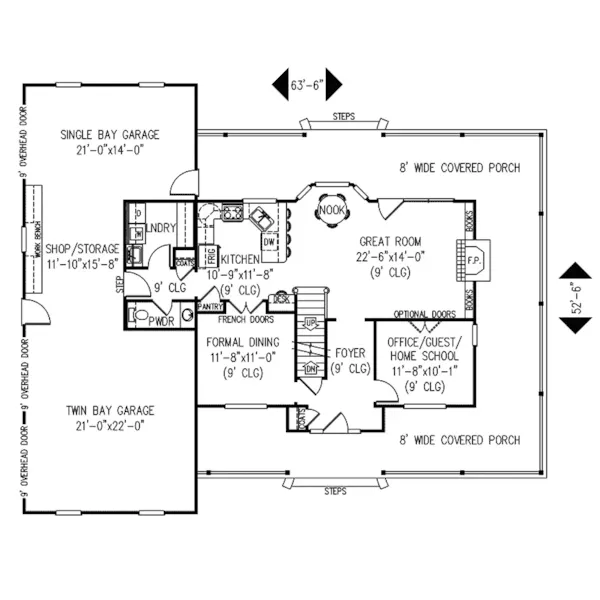 Farmhouse Plan First Floor - Newport Landing Farmhouse 067D-0030 - Shop House Plans and More