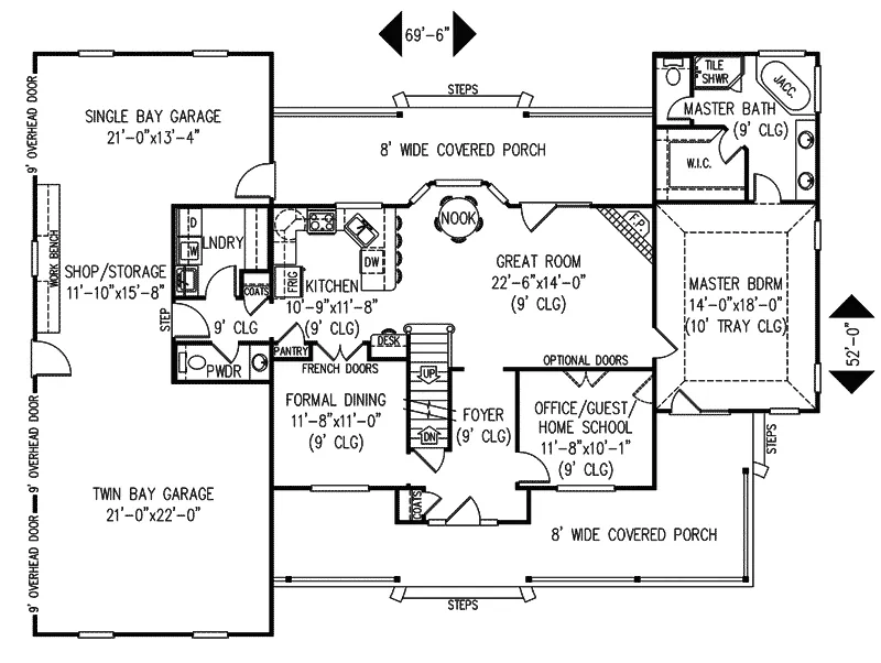 Country House Plan First Floor - Laughlin Country Farmhouse 067D-0031 - Shop House Plans and More
