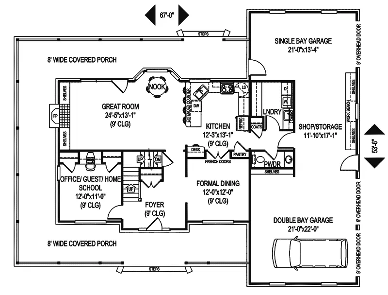Country House Plan First Floor - Dobbin Place Country Home 067D-0032 - Search House Plans and More