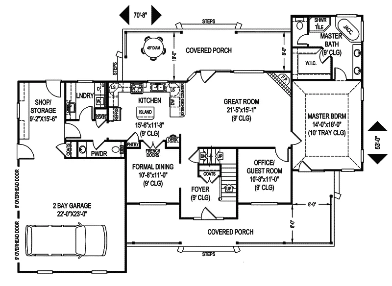 Farmhouse Plan First Floor - Connemara Country Style Home 067D-0035 - Search House Plans and More