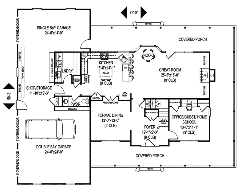 Country House Plan First Floor - Clearpoint Traditional Home 067D-0036 - Search House Plans and More