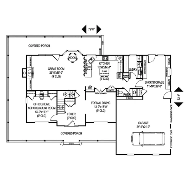 Farmhouse Plan First Floor - Glen Rose Country Style Home 067D-0037 - Search House Plans and More