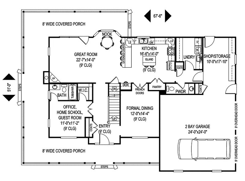 Country House Plan First Floor - Sudbury Country Farmhouse 067D-0043 - Shop House Plans and More