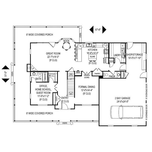 Traditional House Plan First Floor - Sudbury Country Farmhouse 067D-0043 - Shop House Plans and More