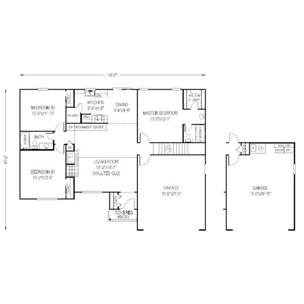 Ranch House Plan First Floor - Fox Mill Modest Ranch Home 067D-0044 - Search House Plans and More