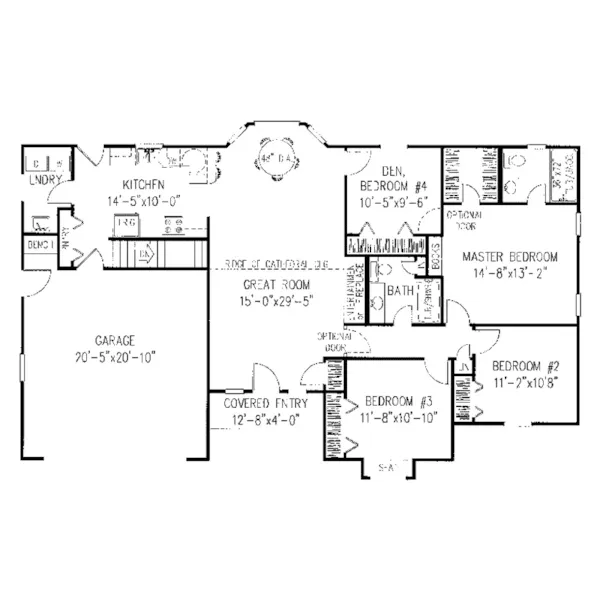 Ranch House Plan First Floor - Hermondale Brick Ranch Home 067D-0046 - Search House Plans and More