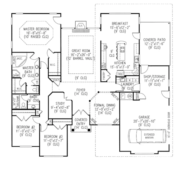 European House Plan First Floor - Mineo Ranch Home 067D-0052 - Shop House Plans and More