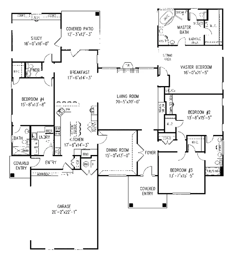 Ranch House Plan First Floor - Fox Creek Ranch Home 067D-0058 - Search House Plans and More