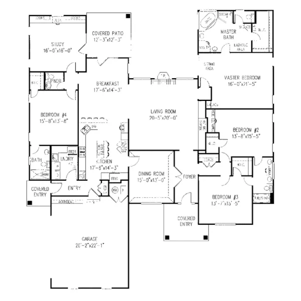 Ranch House Plan First Floor - Fox Creek Ranch Home 067D-0058 - Search House Plans and More