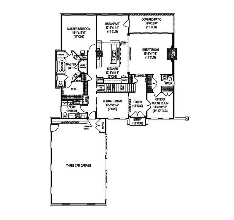 Contemporary House Plan First Floor - Highland Terrace European Home 067S-0001 - Search House Plans and More