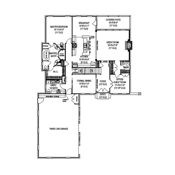 Contemporary House Plan First Floor - Highland Terrace European Home 067S-0001 - Search House Plans and More