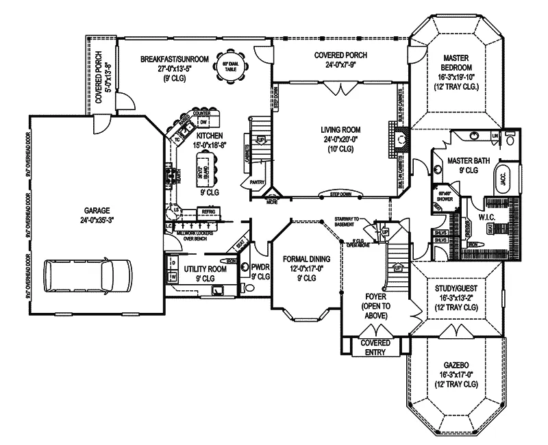European House Plan First Floor - Danzig European Luxury Home 067S-0002 - Search House Plans and More