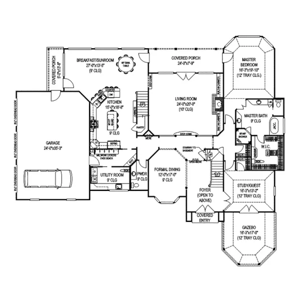 European House Plan First Floor - Danzig European Luxury Home 067S-0002 - Search House Plans and More