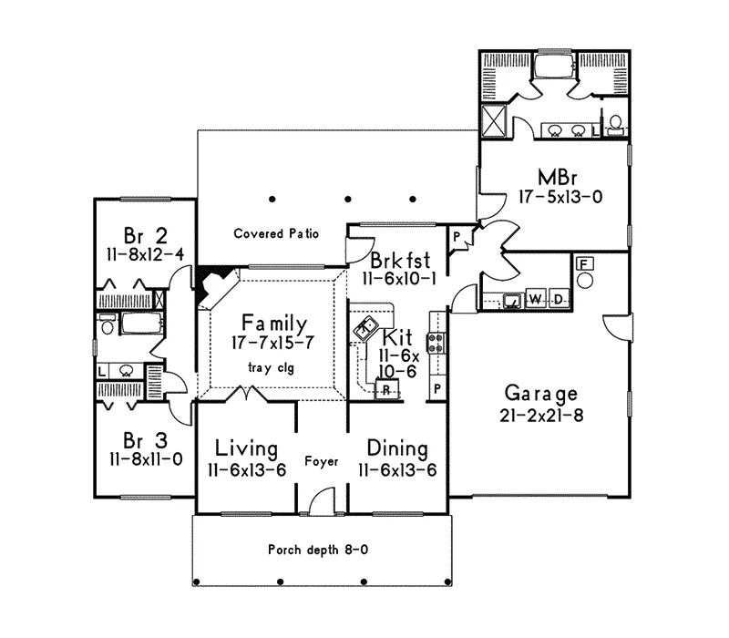Country House Plan First Floor - Bainbridge Ranch Home 068D-0004 - Search House Plans and More