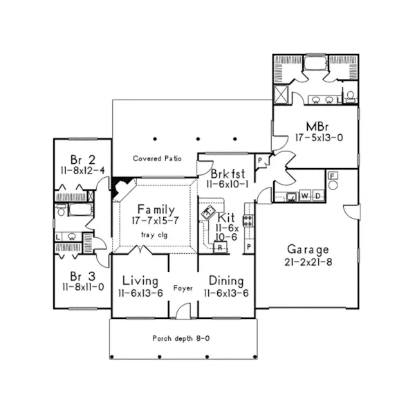 Ranch House Plan First Floor - Bainbridge Ranch Home 068D-0004 - Search House Plans and More