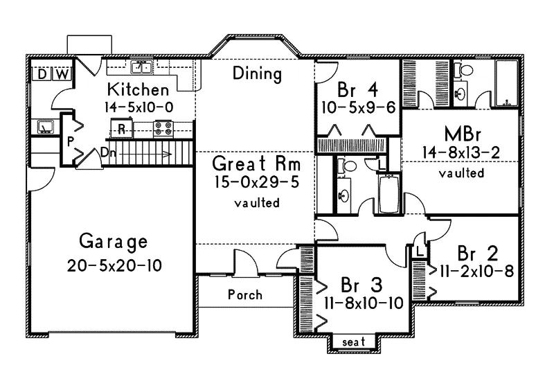 Ranch House Plan First Floor - Bethany Traditional Ranch Home 068D-0007 - Search House Plans and More