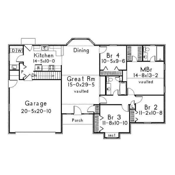 Ranch House Plan First Floor - Bethany Traditional Ranch Home 068D-0007 - Search House Plans and More