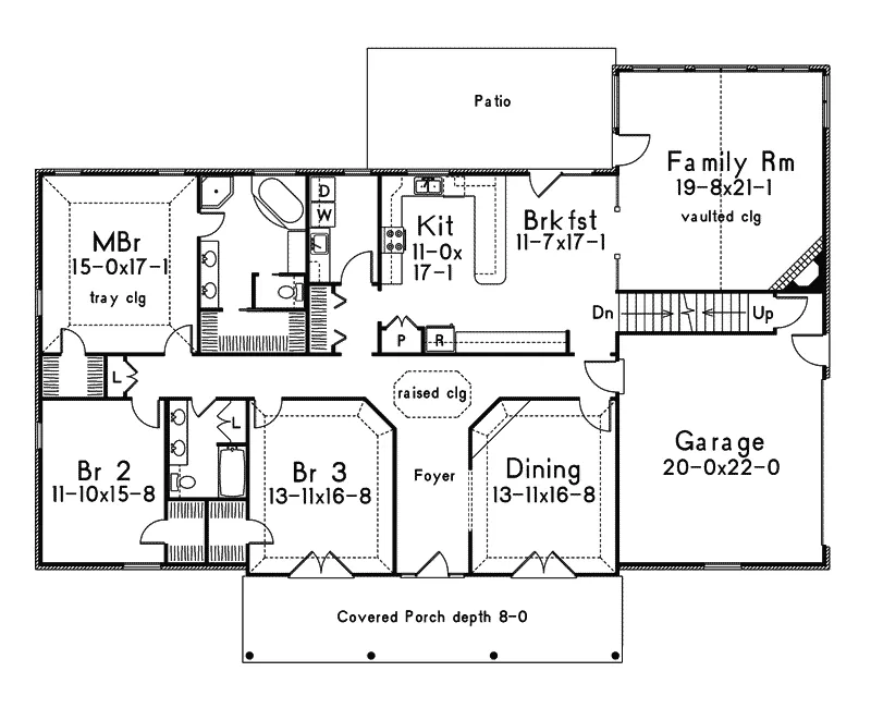 Ranch House Plan First Floor - Miranda Southern Style Home 068D-0008 - Shop House Plans and More