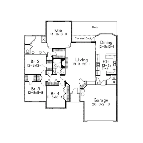 Traditional House Plan First Floor - Quailcreek Ranch Home 068D-0009 - Shop House Plans and More