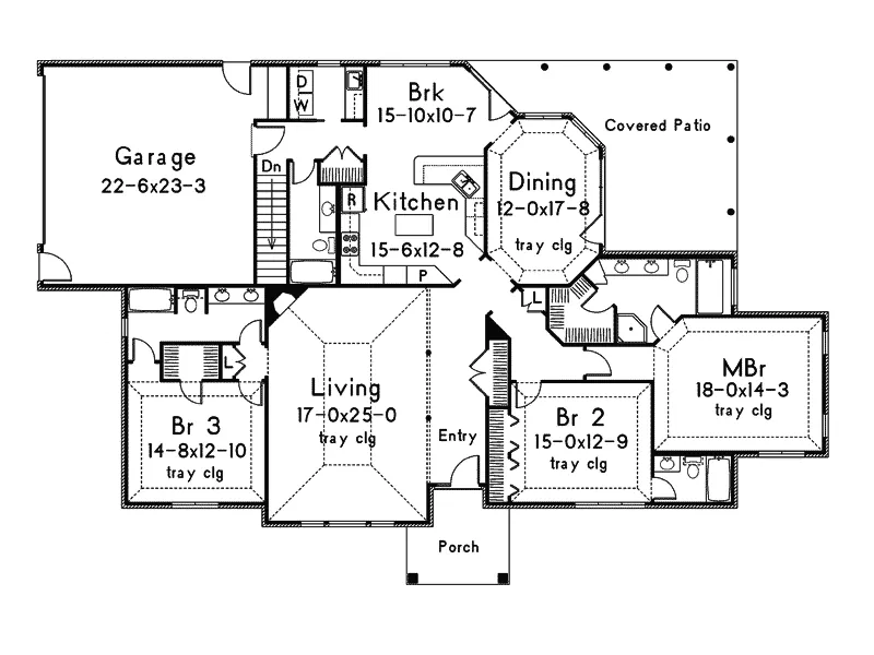 Traditional House Plan First Floor - Berkshire Traditional Home 068D-0011 - Search House Plans and More