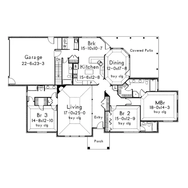 Traditional House Plan First Floor - Berkshire Traditional Home 068D-0011 - Search House Plans and More