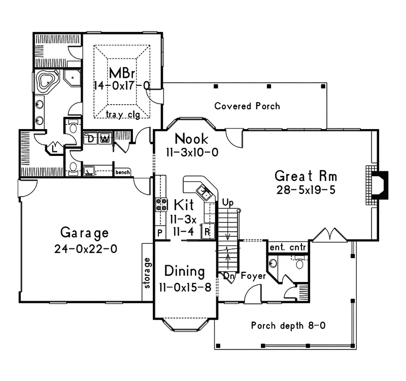 Traditional House Plan First Floor - Whittier  Country Style Home 068D-0015 - Shop House Plans and More
