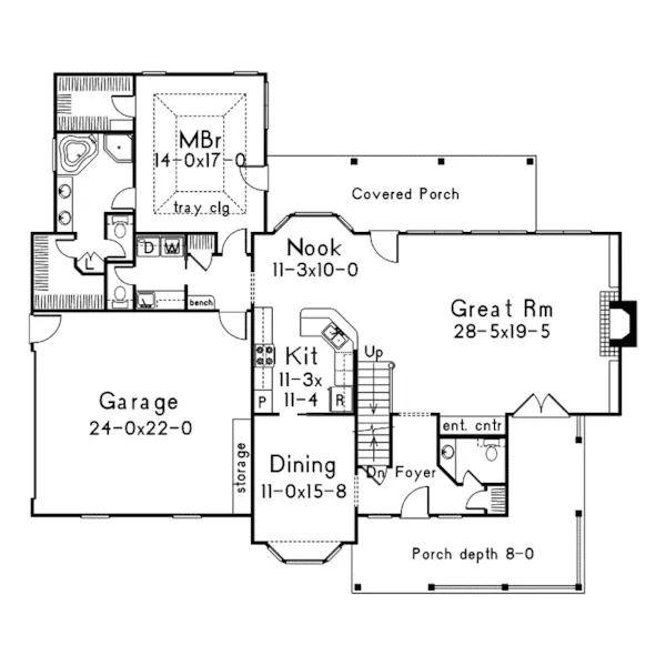 Traditional House Plan First Floor - Whittier  Country Style Home 068D-0015 - Shop House Plans and More