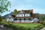 Farmhouse Style Two-Story Has Inviting Covered Front Porch