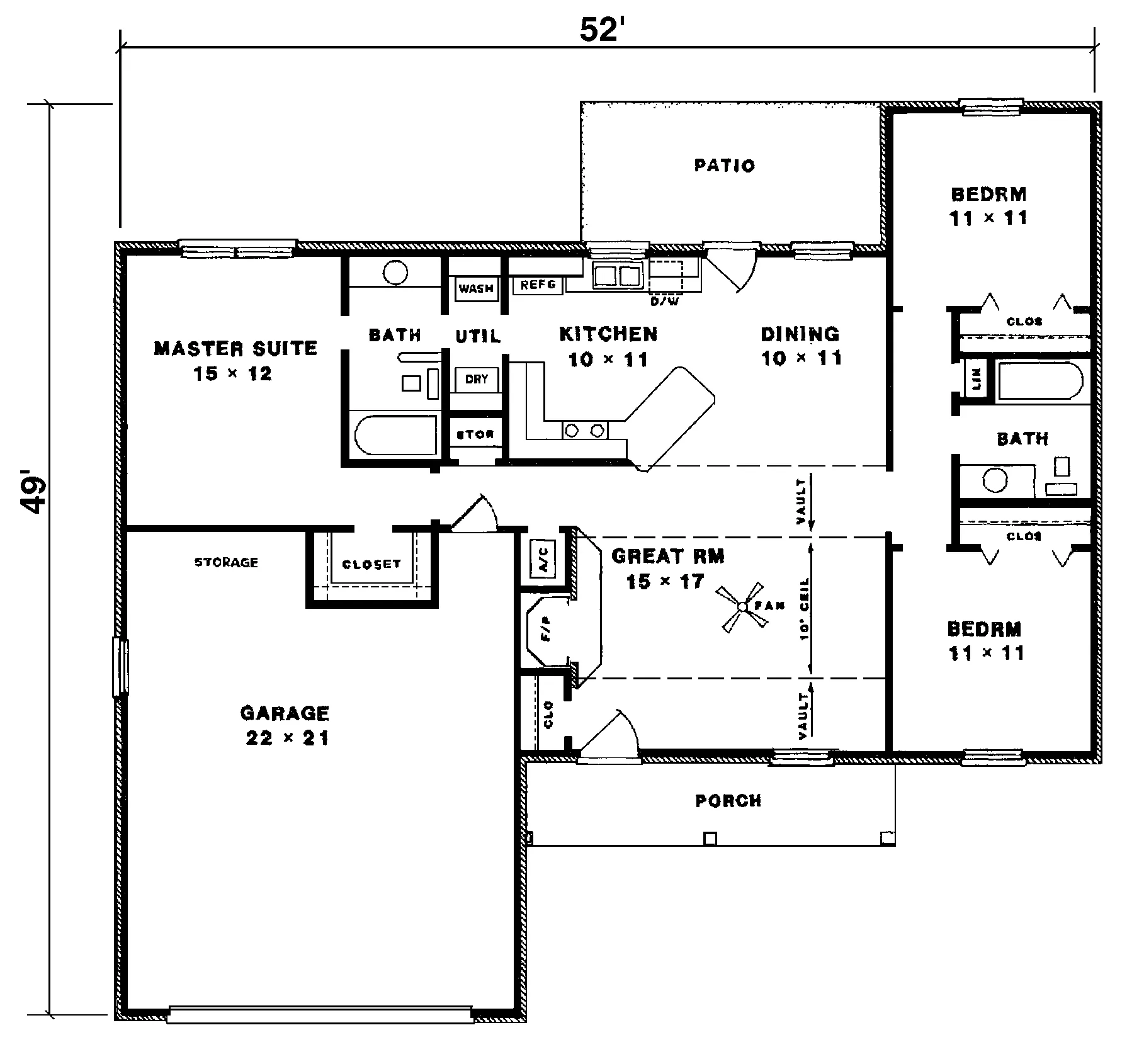 Ranch House Plan First Floor - Rivoli Point Ranch Home 069D-0005 - Shop House Plans and More