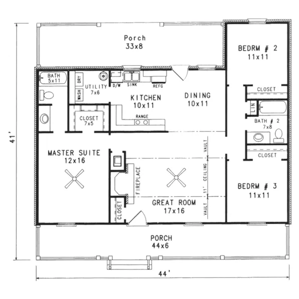 Ranch House Plan First Floor - Greeley Country Lowcountry Home 069D-0006 - Search House Plans and More