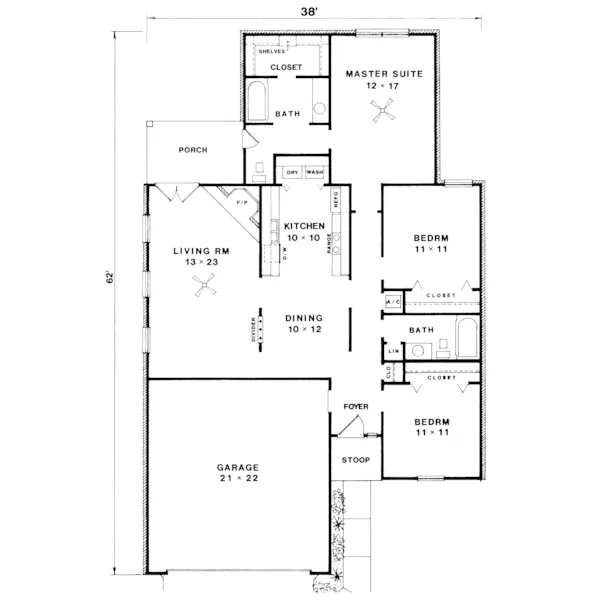 Ranch House Plan First Floor - Foxbrook Ranch Home 069D-0008 - Search House Plans and More