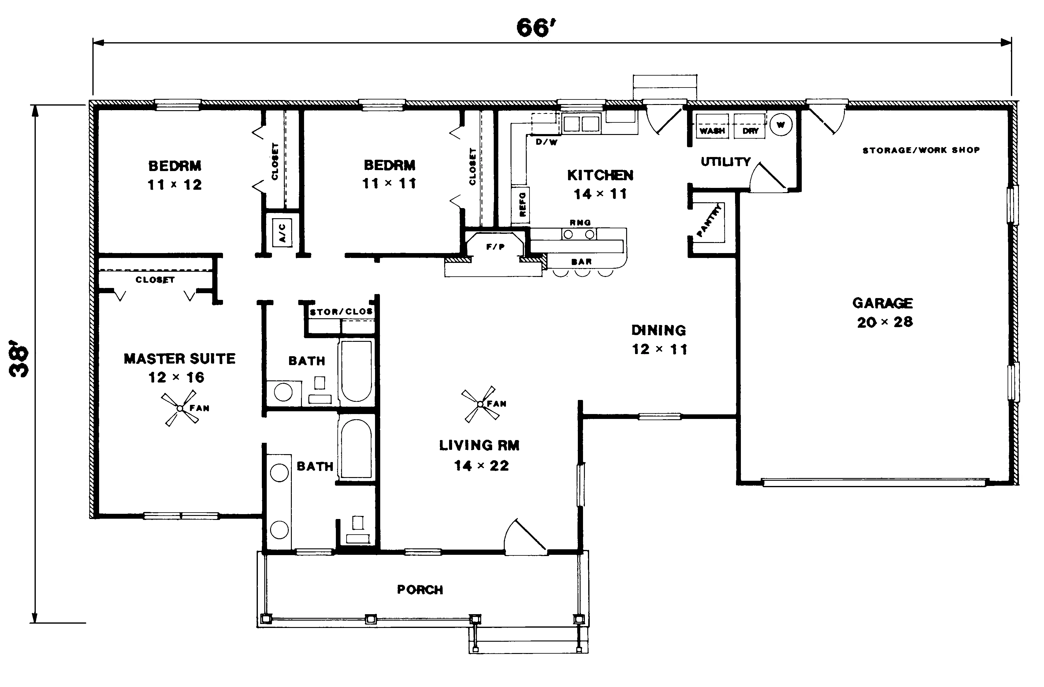Ranch House Plan First Floor - Bevo Place Country Home 069D-0009 - Search House Plans and More