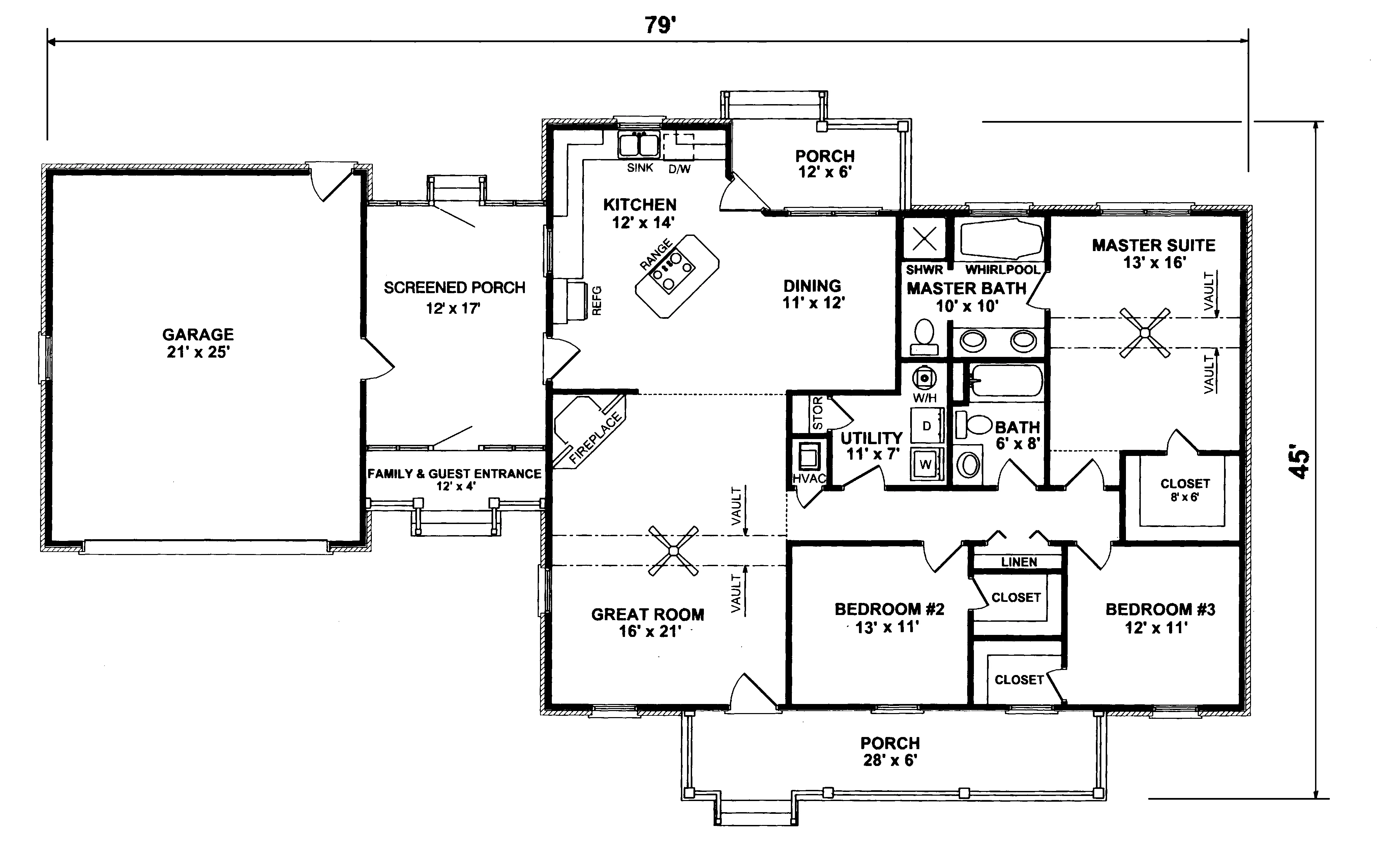 Cape Cod & New England House Plan First Floor - Sapling Country Home 069D-0012 - Shop House Plans and More