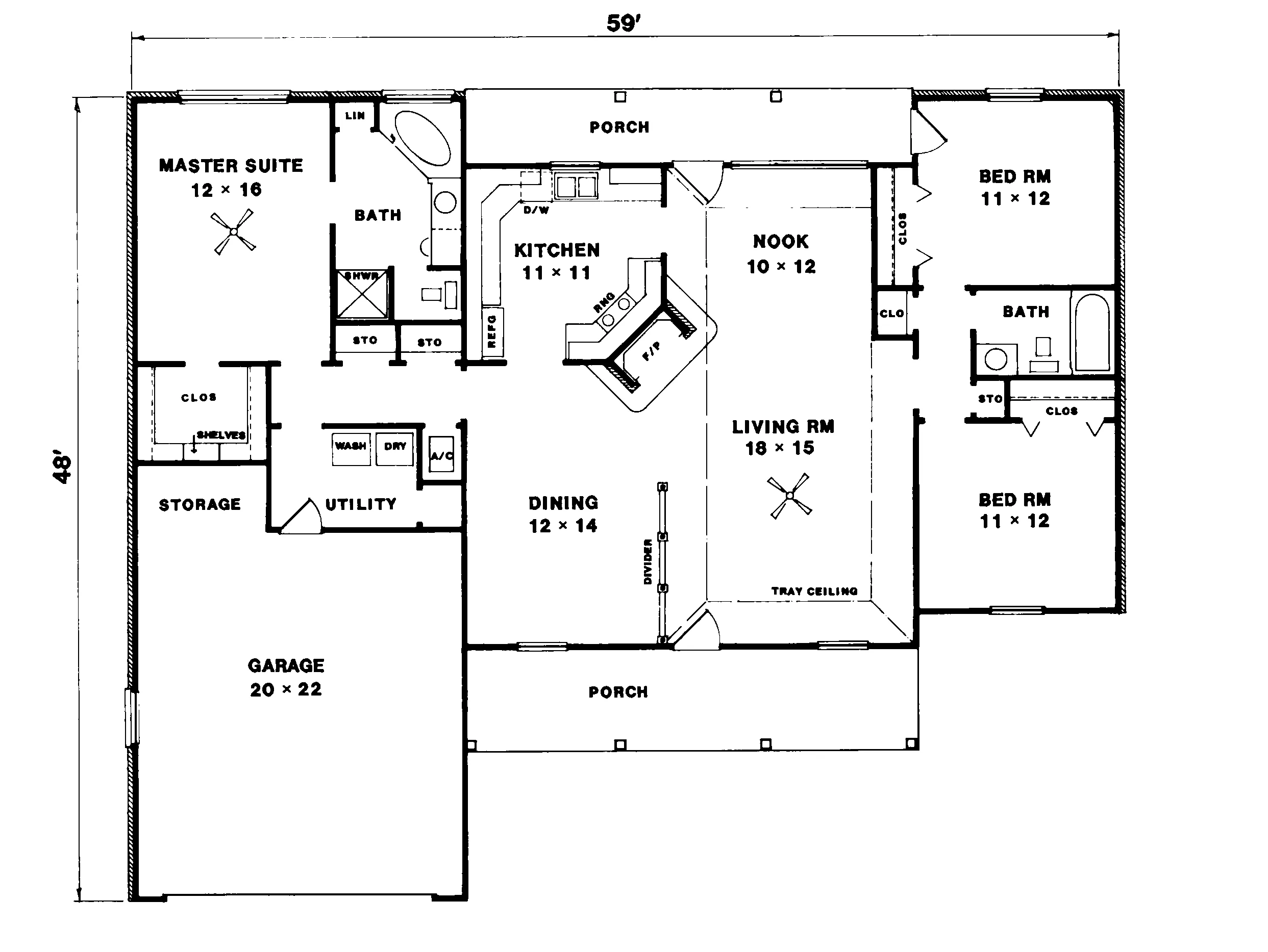 Ranch House Plan First Floor - Willsduff Traditional Home 069D-0013 - Shop House Plans and More