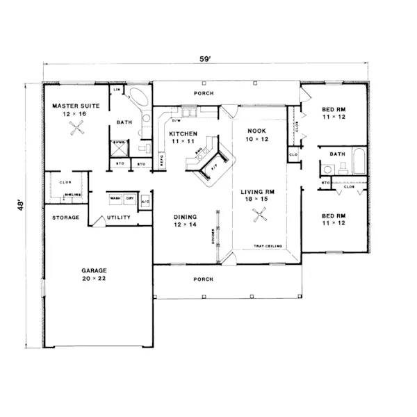 Traditional House Plan First Floor - Willsduff Traditional Home 069D-0013 - Shop House Plans and More