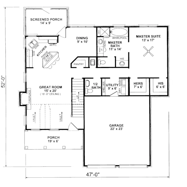 Cape Cod & New England House Plan First Floor - Parkcliff Country Home 069D-0015 - Shop House Plans and More