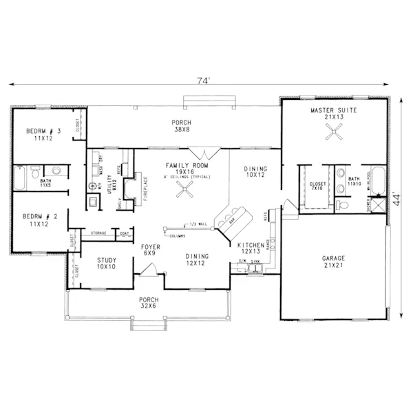 Cape Cod & New England House Plan First Floor - Horton Park Country Home 069D-0017 - Search House Plans and More