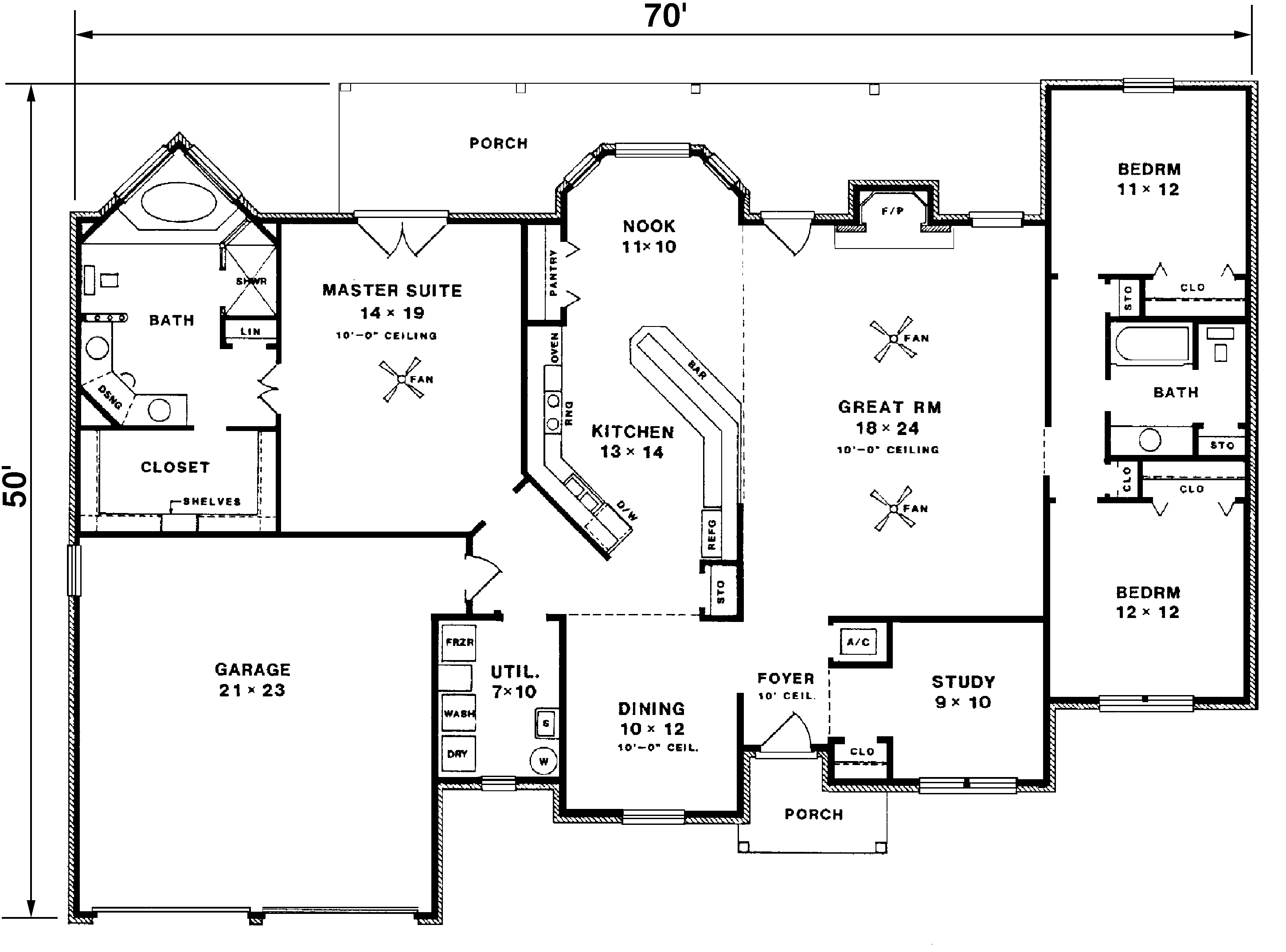 Tudor House Plan First Floor - Hannegan Crest Tudor Ranch Home 069D-0019 - Search House Plans and More