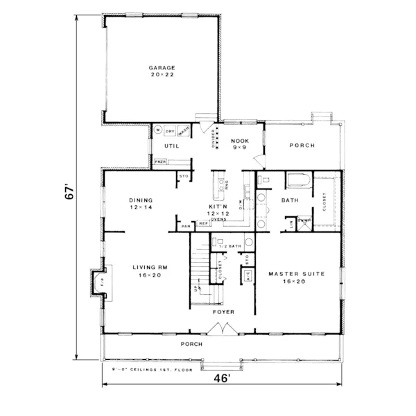 Country House Plan First Floor - Phillips Farmhouse 069D-0020 - Shop House Plans and More