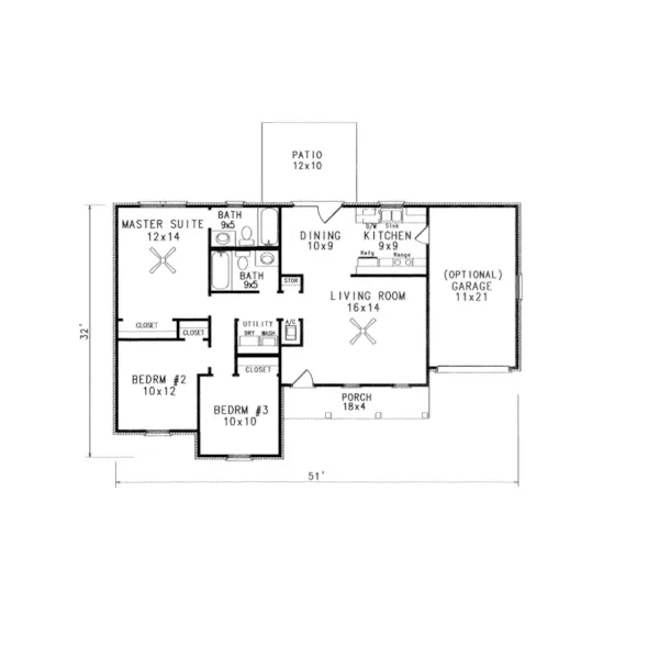 Ranch House Plan First Floor - Goldenland Traditional Home 069D-0028 - Search House Plans and More