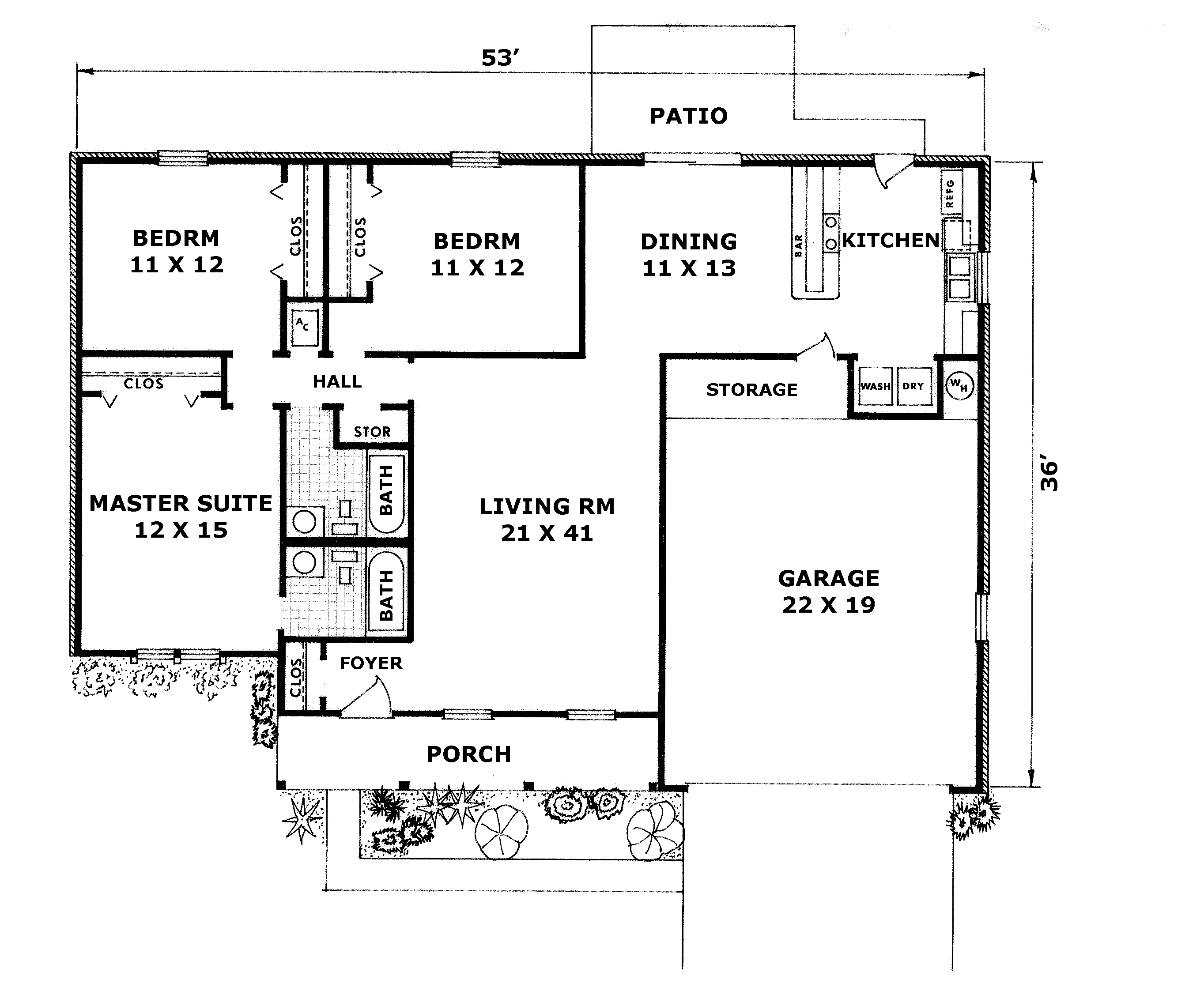 Ranch House Plan First Floor - Vinita Park Rustic Ranch Home 069D-0033 - Shop House Plans and More